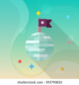 Planet flat  icon with long shadow,eps10,