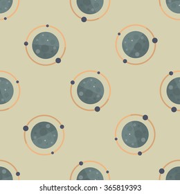 Planet flat icon, seamless pattern background
