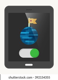 Planet flat  icon with Tablet,eps10,