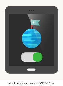 Planet flat  icon with Tablet,eps10,
