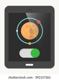 Planet flat  icon with Tablet,eps10,