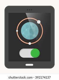 Planet flat  icon with Tablet,eps10,