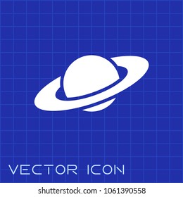 Planet flat icon vector on blue background.