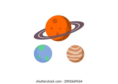 Planet Flat Illustration Vector Art on White Background