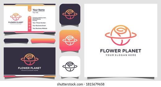 planet flower creative logo concept and business card design