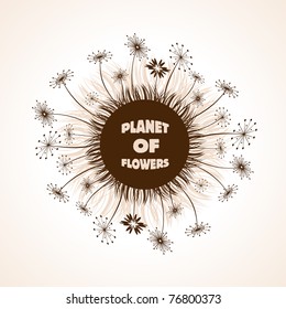 planet of flowers background. vector illustration