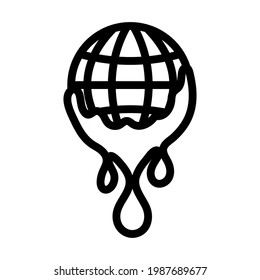 Planet mit einem Wassersymbol, das abfließt. Bearbeitbar mit feinem Rahmendesign. Vektorgrafik.