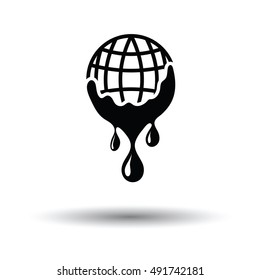 Planet flowing down water icon. White background with shadow design. Vector illustration.
