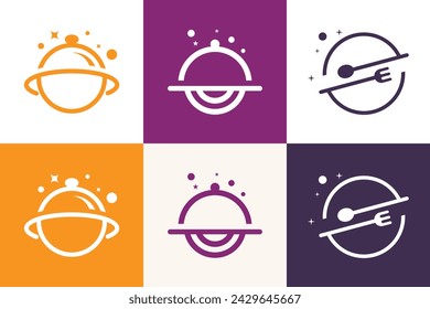 Planet food design element vector icon collection with creative idea