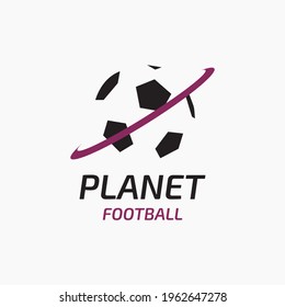 Planet Football. soccer ball with space concept logo desig