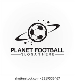 Planet football or planet soccer logo vector template