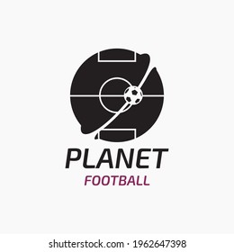 Planet Football. Space planet with field and ball logo design