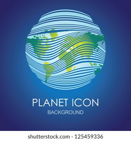 Planet formed by lines with all continents. Vector illustration