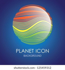 Planet formed by lines.On blue background.Vector illustration