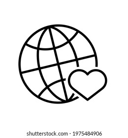 Planet friendship and love icon. Vector stock illustration. Isolated pictogram eps10