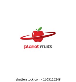 Planet fruits logo vector template