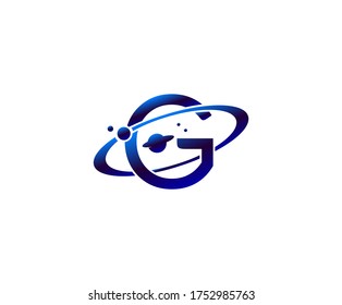 Planet G Letter. Round ring shape business logo design template.circle ring logo, cosmic planet symbol,alphabet,corporate identity symbol concept.