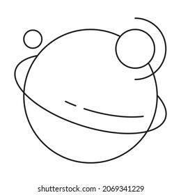 Arte vector de la burbuja del planeta Galaxy, negro y blanco. Fondo blanco. Dibujo de línea.