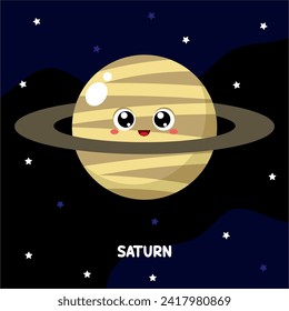 un planeta galaxia diseño lindo kawaii vector