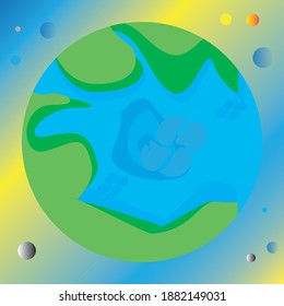
planet galaxy earth outer space cartoon illustration background