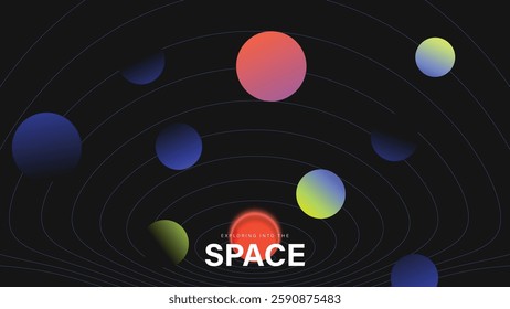 Planet and galaxy Space card vector set. Solar system with galaxy planets, asteroids, jupiter, saturn, mars, moon, ring line solar. Cosmic design for flyer, brochure, background, poster, cover.