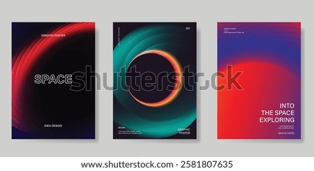 Planet and galaxy Space card vector set. Solar system with galaxy planets, asteroids, jupiter, saturn, mars, moon, ring line solar. Cosmic design for flyer, brochure, background, poster, cover.