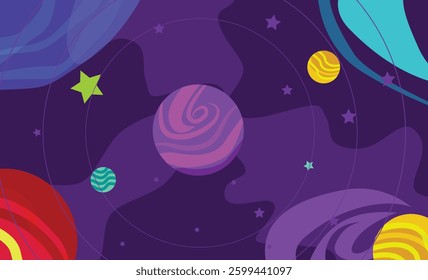 Planet galaxy and space vector design. cosmic vector, space solar system background, galaxy illustration, vibrant space stunning space. colorfu