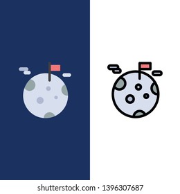 Planet, Gas, Giant, Space  Icons. Flat and Line Filled Icon Set Vector Blue Background