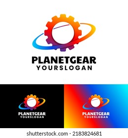 planet gear gradient logo design