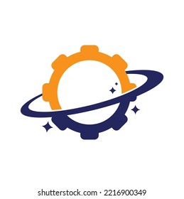 Planet gear logo icon vector. Gear Planet Icon Logo Design Element.