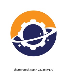 Planet gear logo icon vector. Gear Planet Icon Logo Design Element.