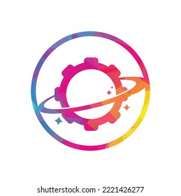 Planet gear logo icon vector. Gear Planet Icon Logo Design Element.
