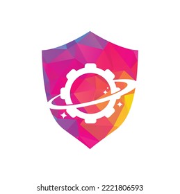 Planet gear logo icon vector. Gear Planet Icon Logo Design Element.
