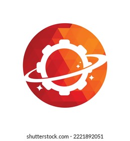 Planet gear logo icon vector. Gear Planet Icon Logo Design Element