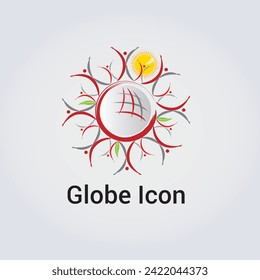 Planet Globe Earth Icon Logo Design Round Circle Elements Colorful