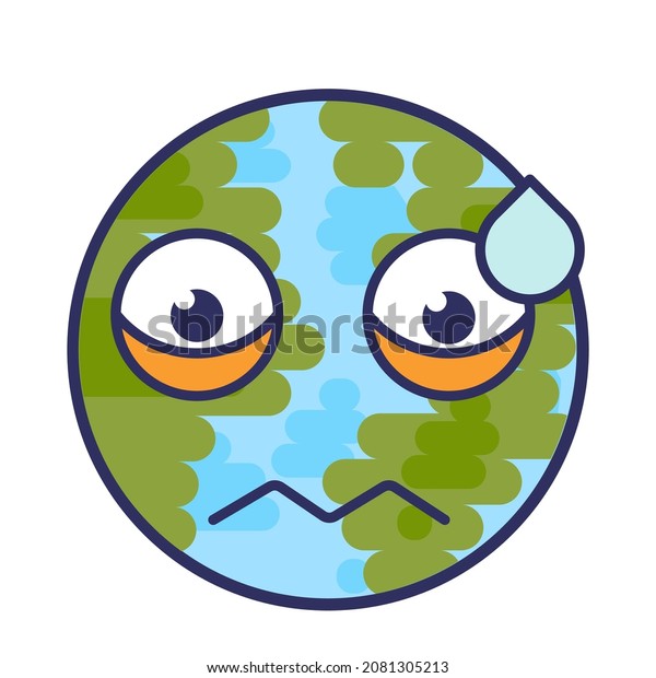 Planet Globe Emoji Perspirable Expression Vector Stock Vector (Royalty ...