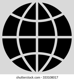 Planet Globe vector icon. Style is flat symbol, black color, rounded angles, light gray background.