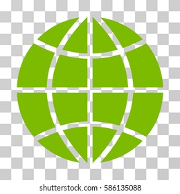 Planet Globe vector pictogram. Illustration style is flat iconic eco green symbol on a transparent background.