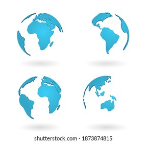 Planet globe world vector earth map. Modern vector concept blue continent of future. 