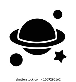 planet glyph flat vector icon
