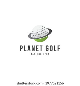 Planet golf logo design vector template