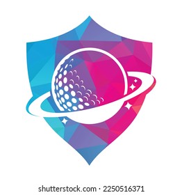 Planet golf vector logo design. Golf ball and planet vector logo design template.