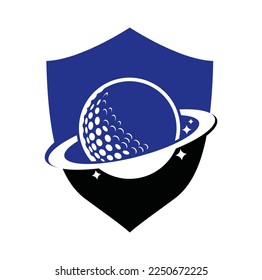 Planet golf vector logo design. Golf ball and planet vector logo design template.