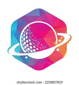 Planet golf vector logo design. Golf ball and planet vector logo design template.
