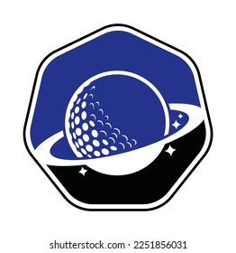 Planet golf vector logo design. Golf ball and planet vector logo design template.