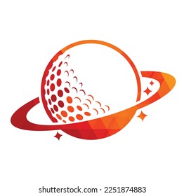 Planet golf vector logo design. Golf ball and planet vector logo design template.