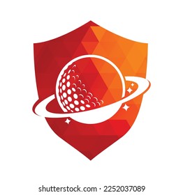 Planet golf vector logo design. Golf ball and planet vector logo design template.