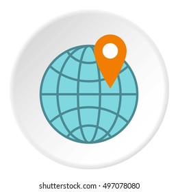 Planet and GPS sign icon. Flat illustration of planet and GPS sign vector icon for web