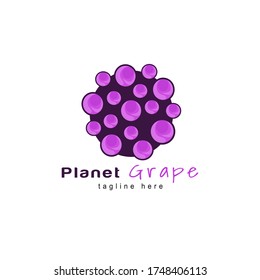 planet grape logo design vector,planet logo template.