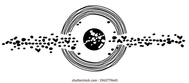 Planet. Graphic representation of the planet. Illustrations on the theme astrology, astronomy, esotericism, prediction of the future.
